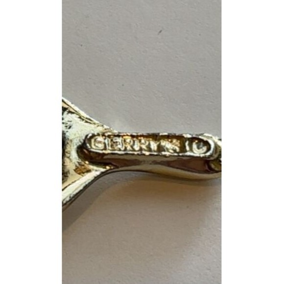 Gerry's signed Green Enamel 4 Leaf Clover Faux Pearl Wishbone Brooch Luck - Picture 3 of 3